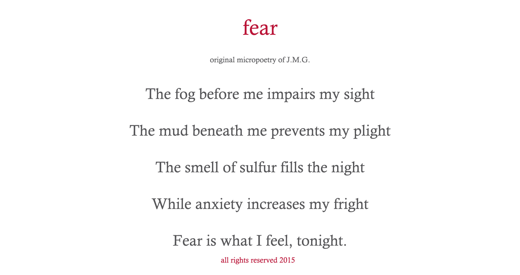 Fear Poem at spillwords.com