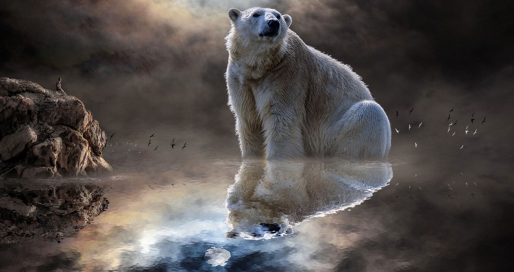 Белый медведь брутальный