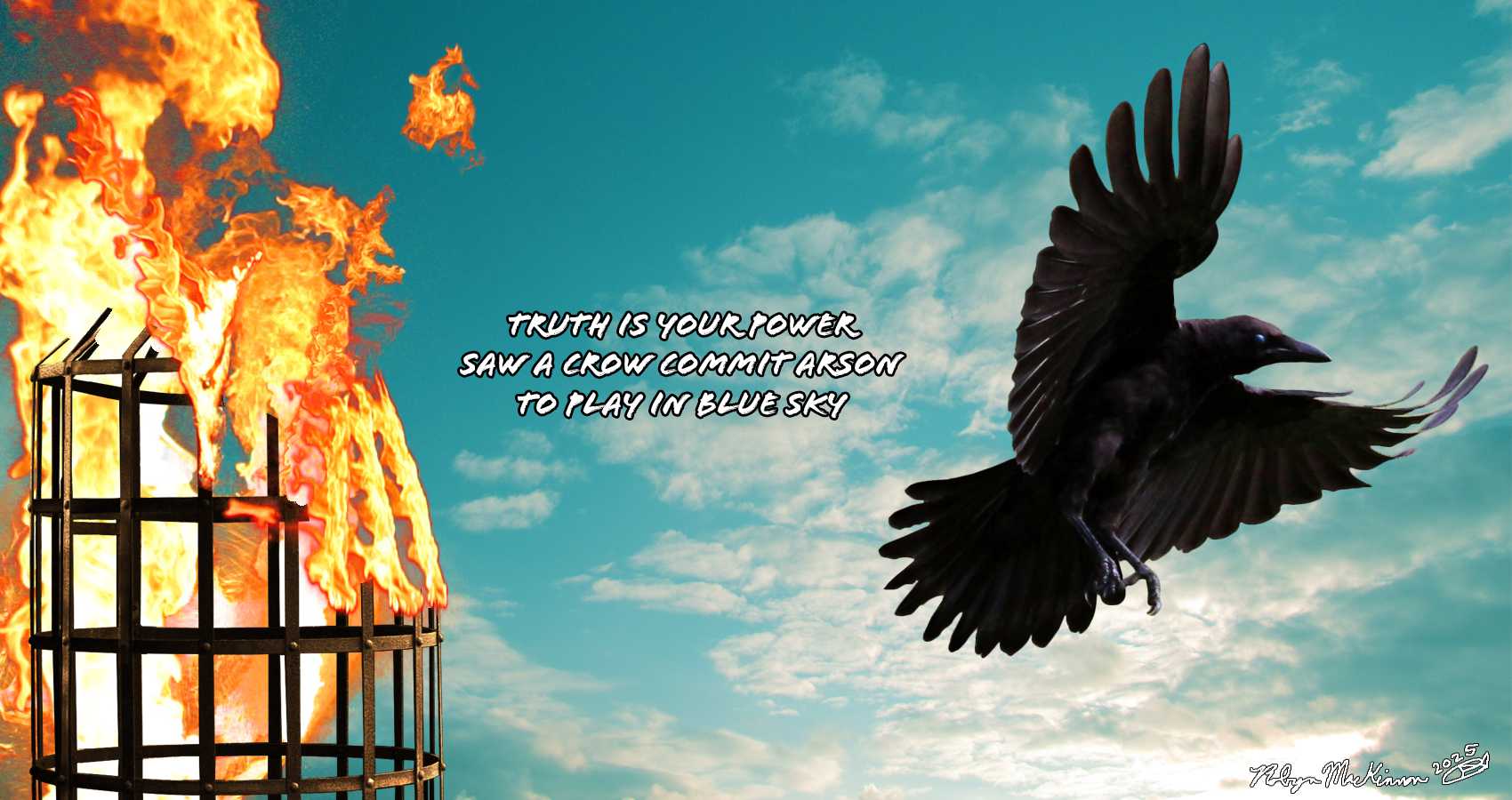 The Arsonist Crow, a haiku by Robyn MacKinnon at Spillwords.com